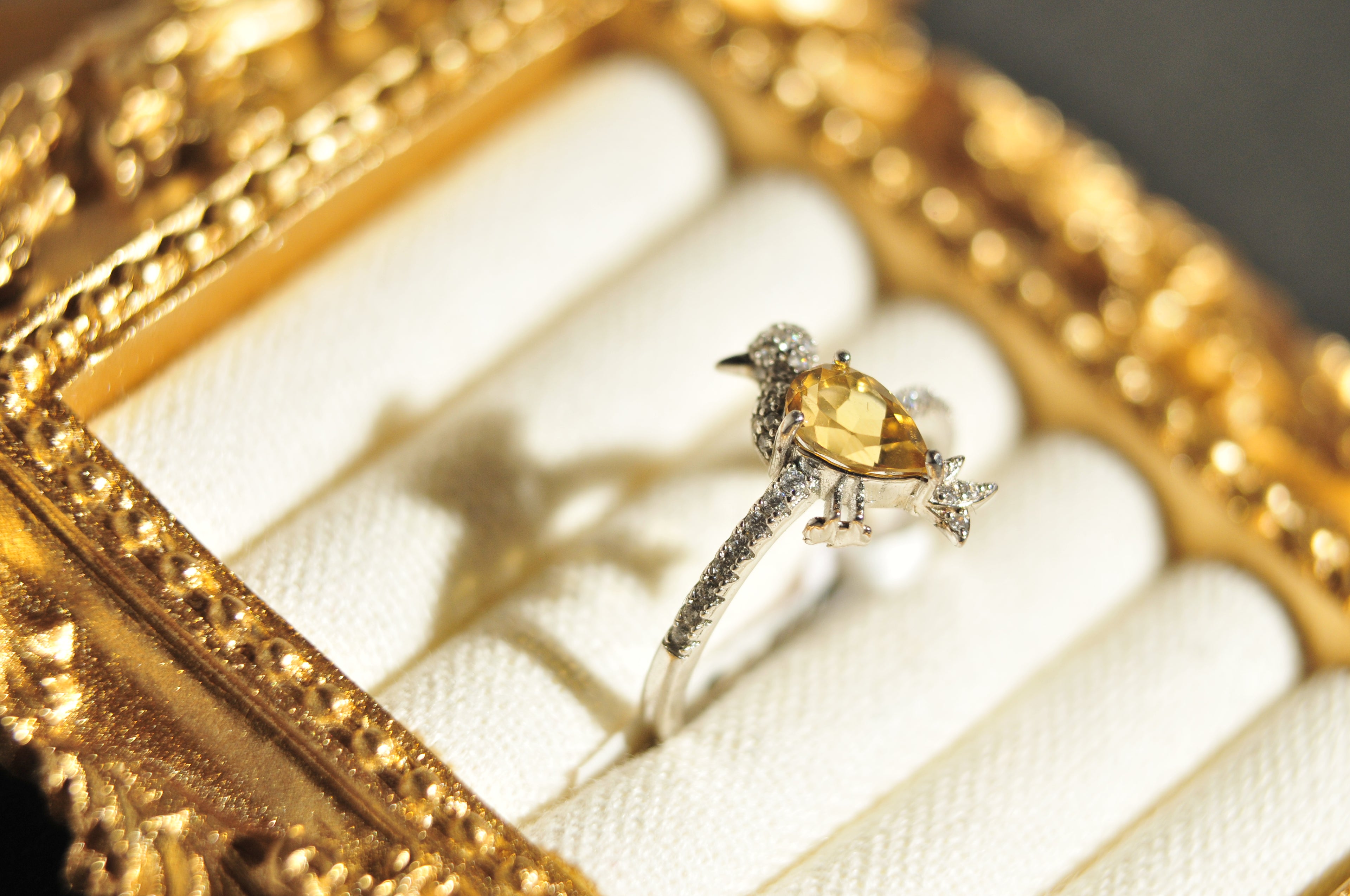 Citrine Bird Natural Gemstone Ring in 925 Sterling Silver Size 9