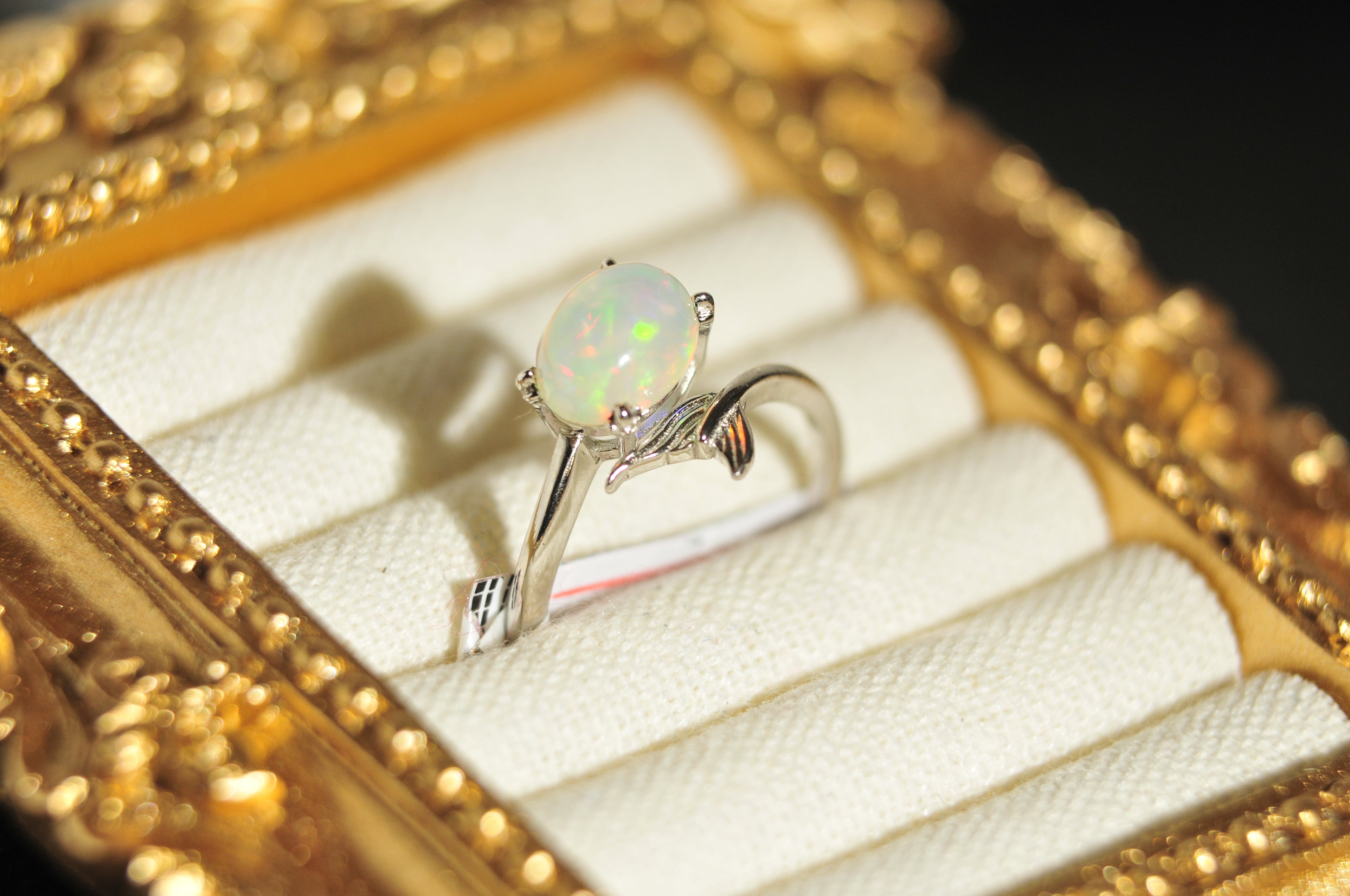 Opal Mermaid Style Adjustable Natural Gemstone Ring in 925 Sterling Silver Size 8