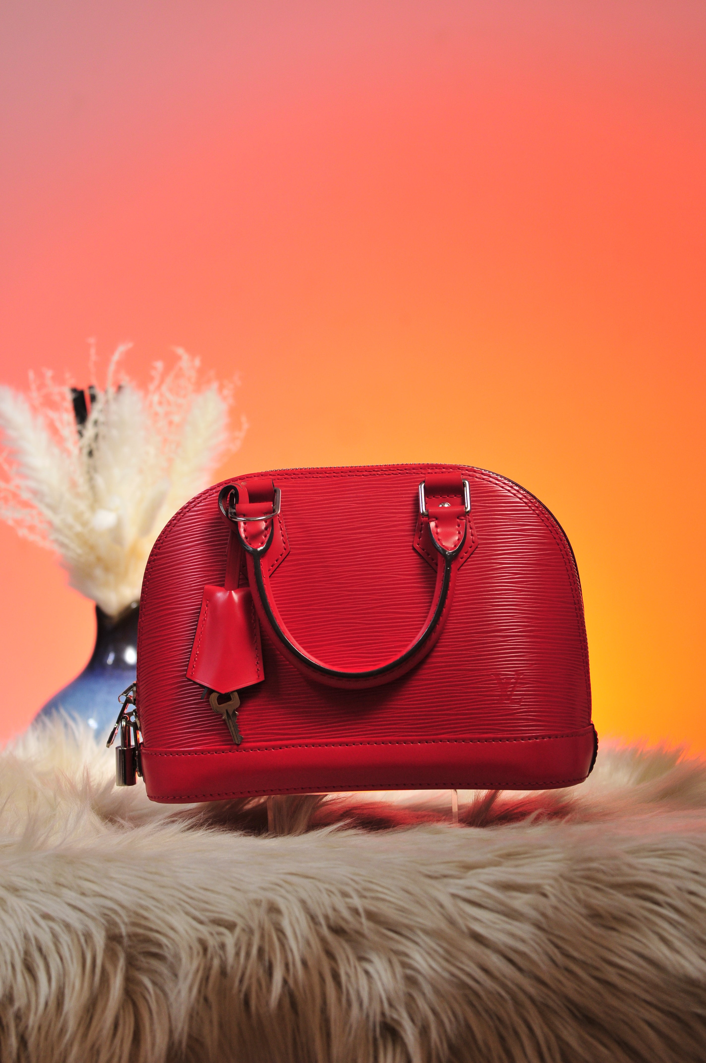 Louis Vuitton BB Alma in Epi Leather in Silver Hardware