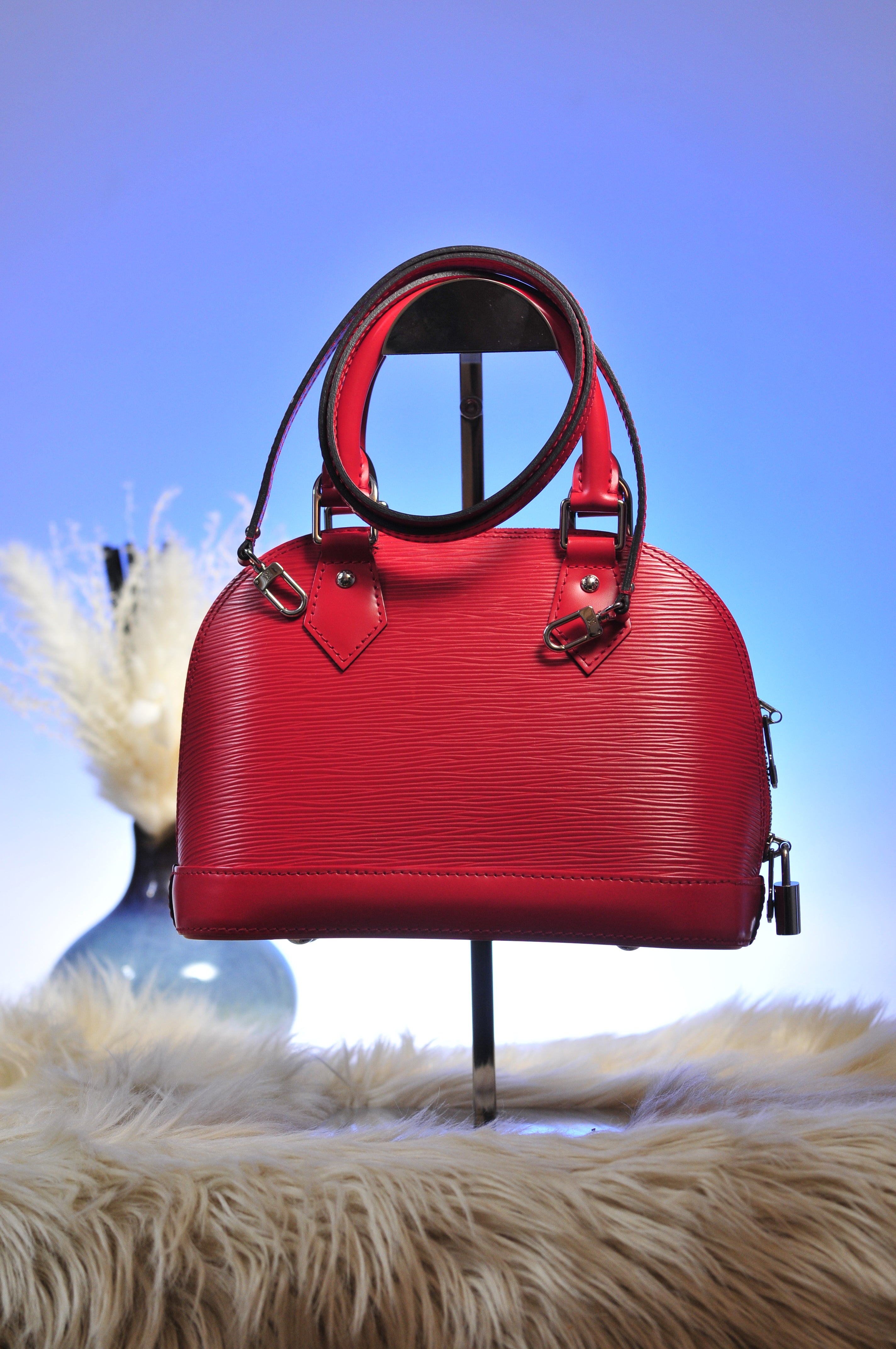 Louis Vuitton BB Alma in Epi Leather in Silver Hardware