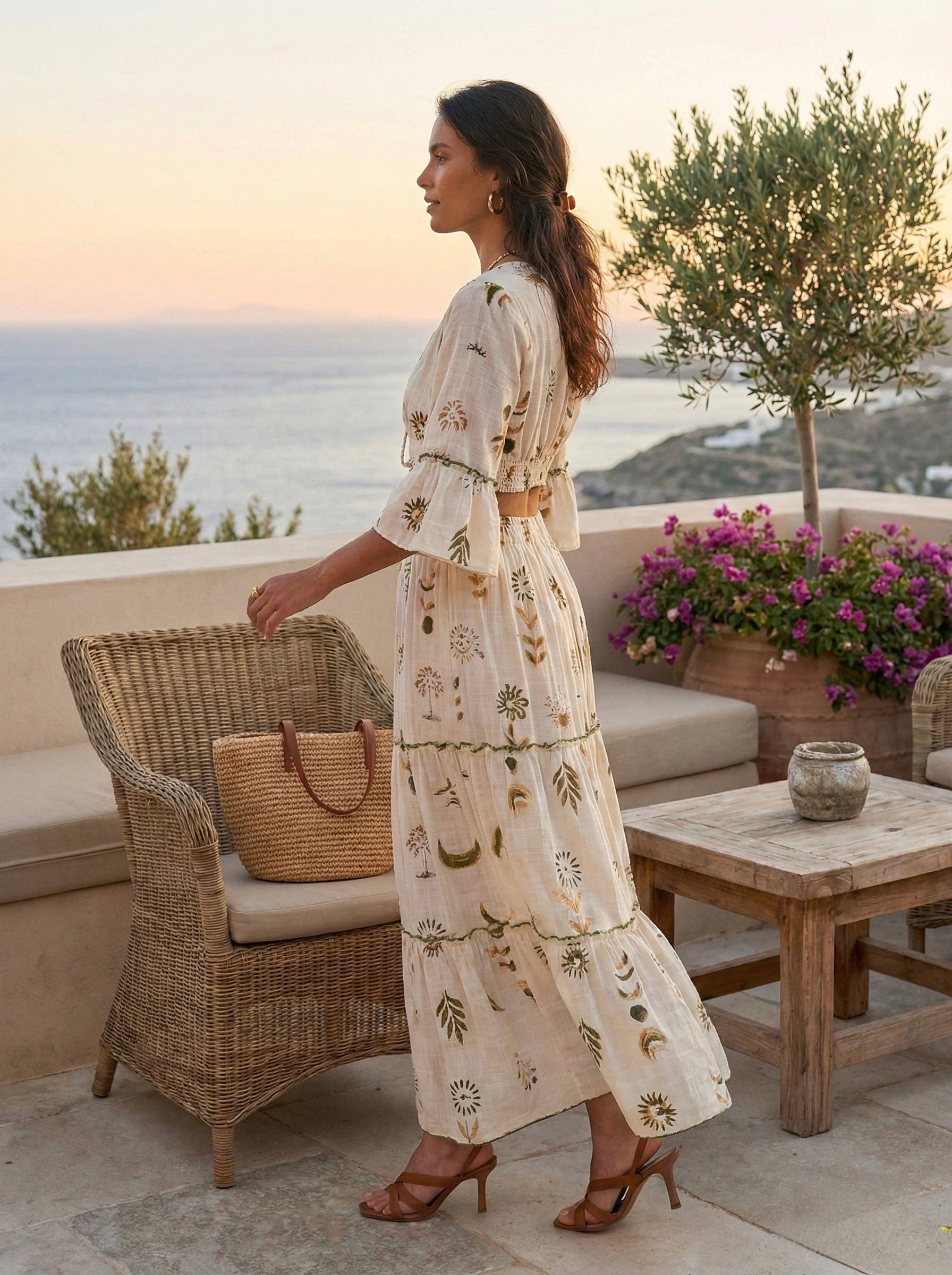 SENAYA PAIR UP | Hand-embroidered bohemian set: Beige / One size