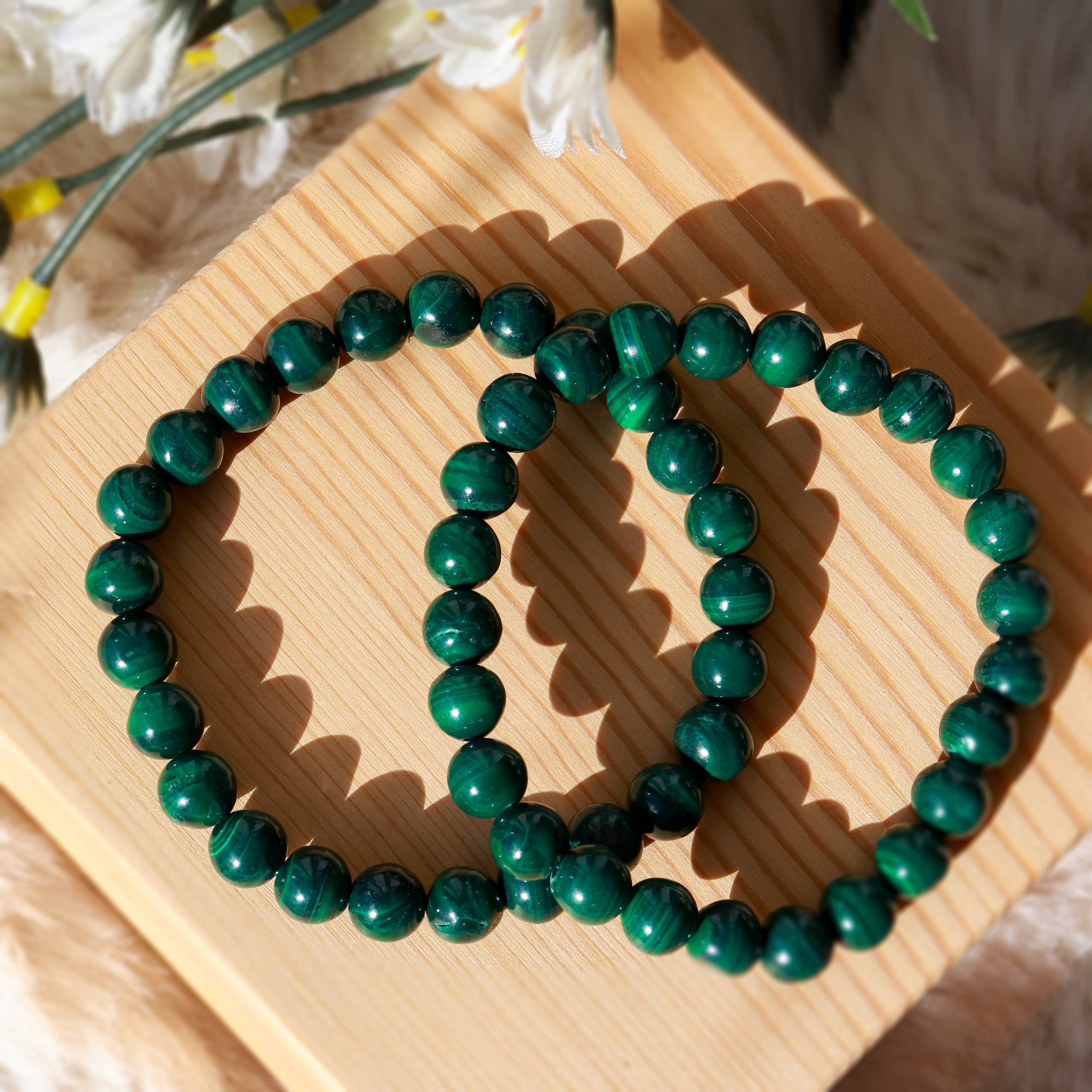 Malachite Round Beaded Bracelet