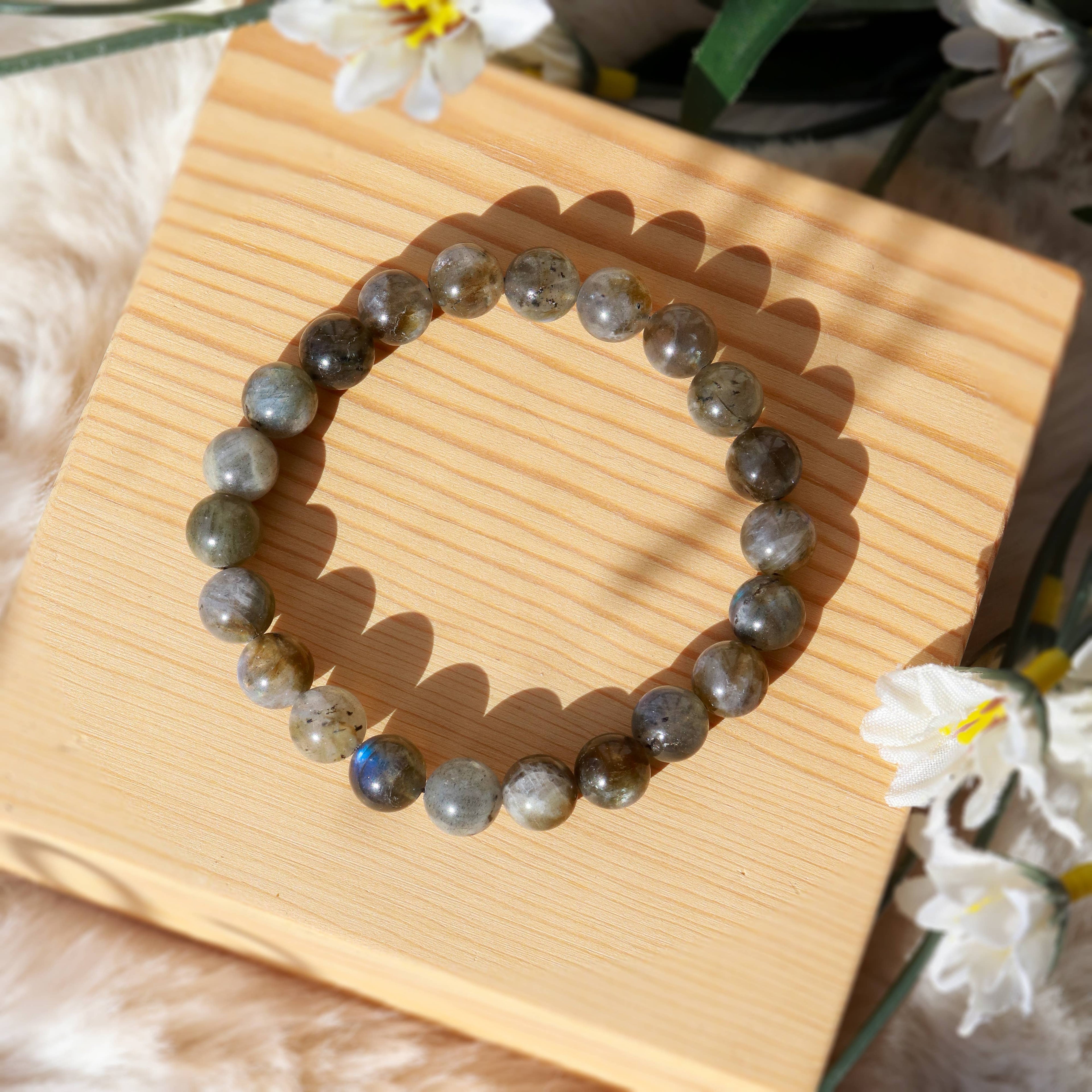 Labradorite Round Beaded Bracelet 8 mm