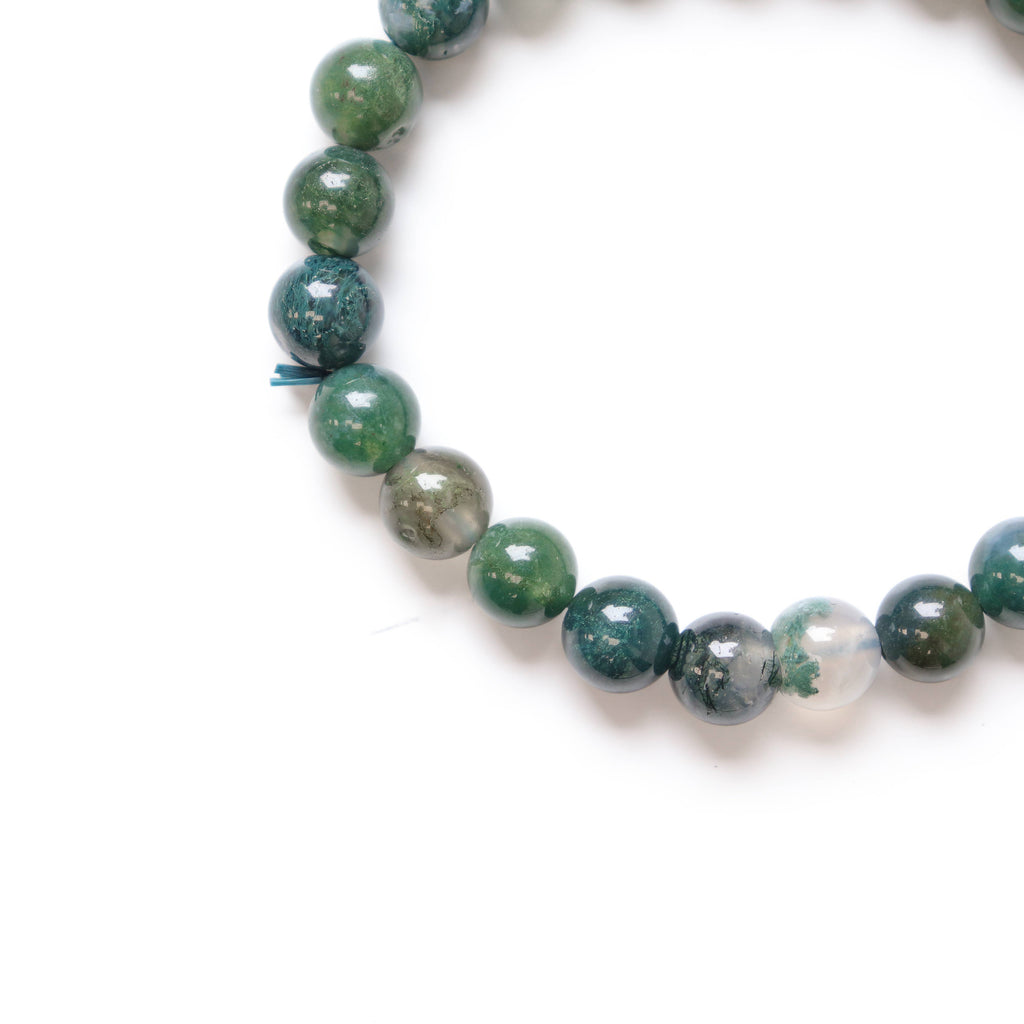 Moss Agate Round Beaded Bracelet 8 mm