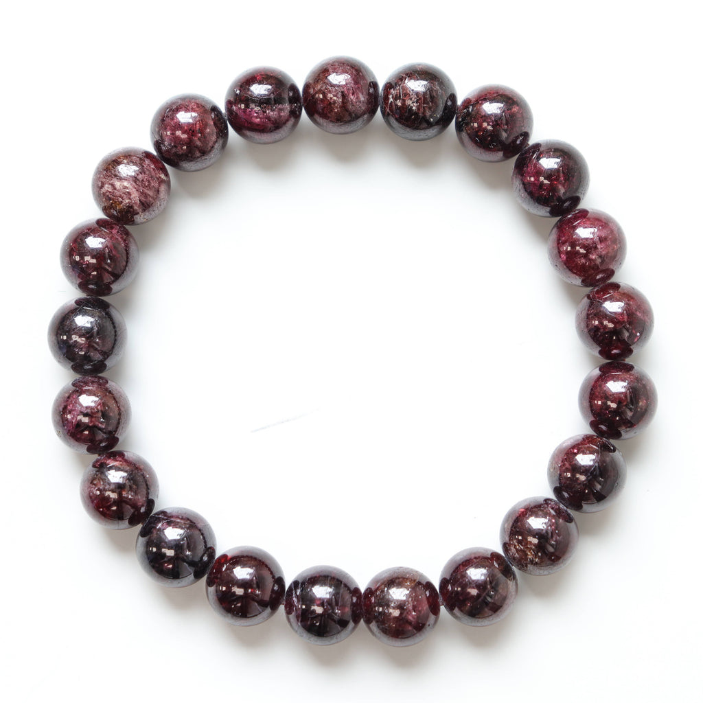 Garnet Round Beaded Bracelet 8 mm