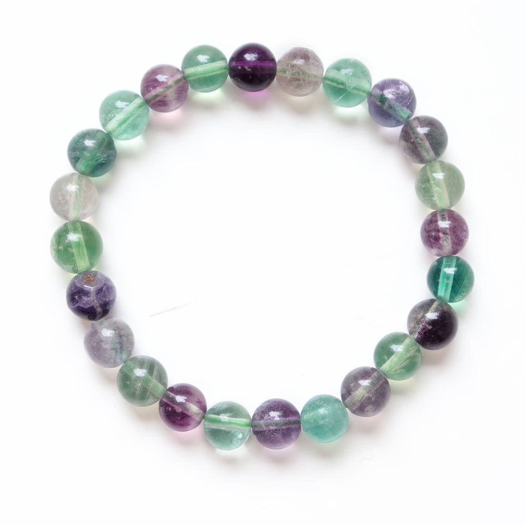 Rainbow Fluorite Round Beaded Bracelet 8 mm