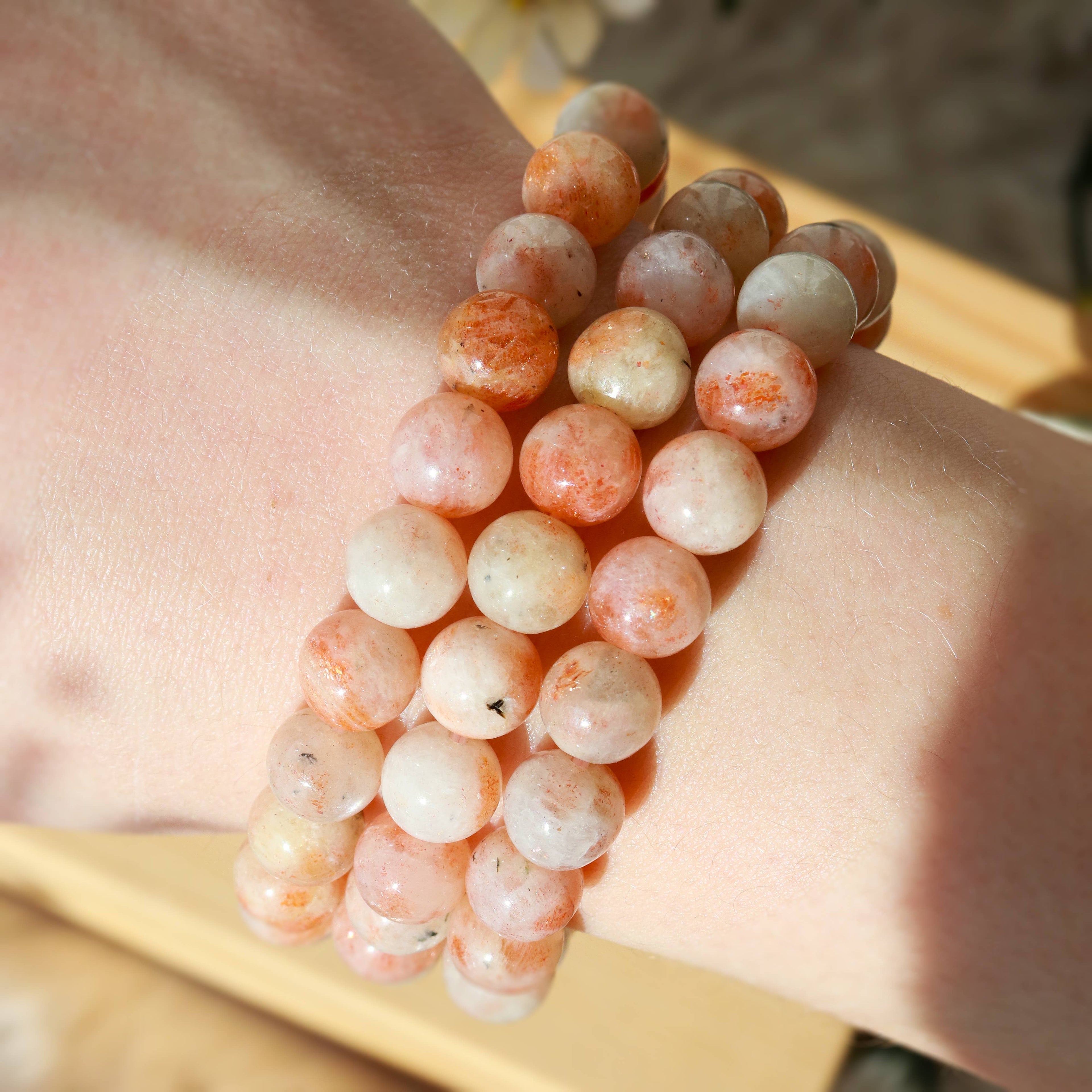 Sun Stone Round Beaded Bracelet 8 mm