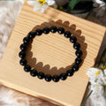Black Tourmaline Round Beaded Bracelet for Protection 8 mm
