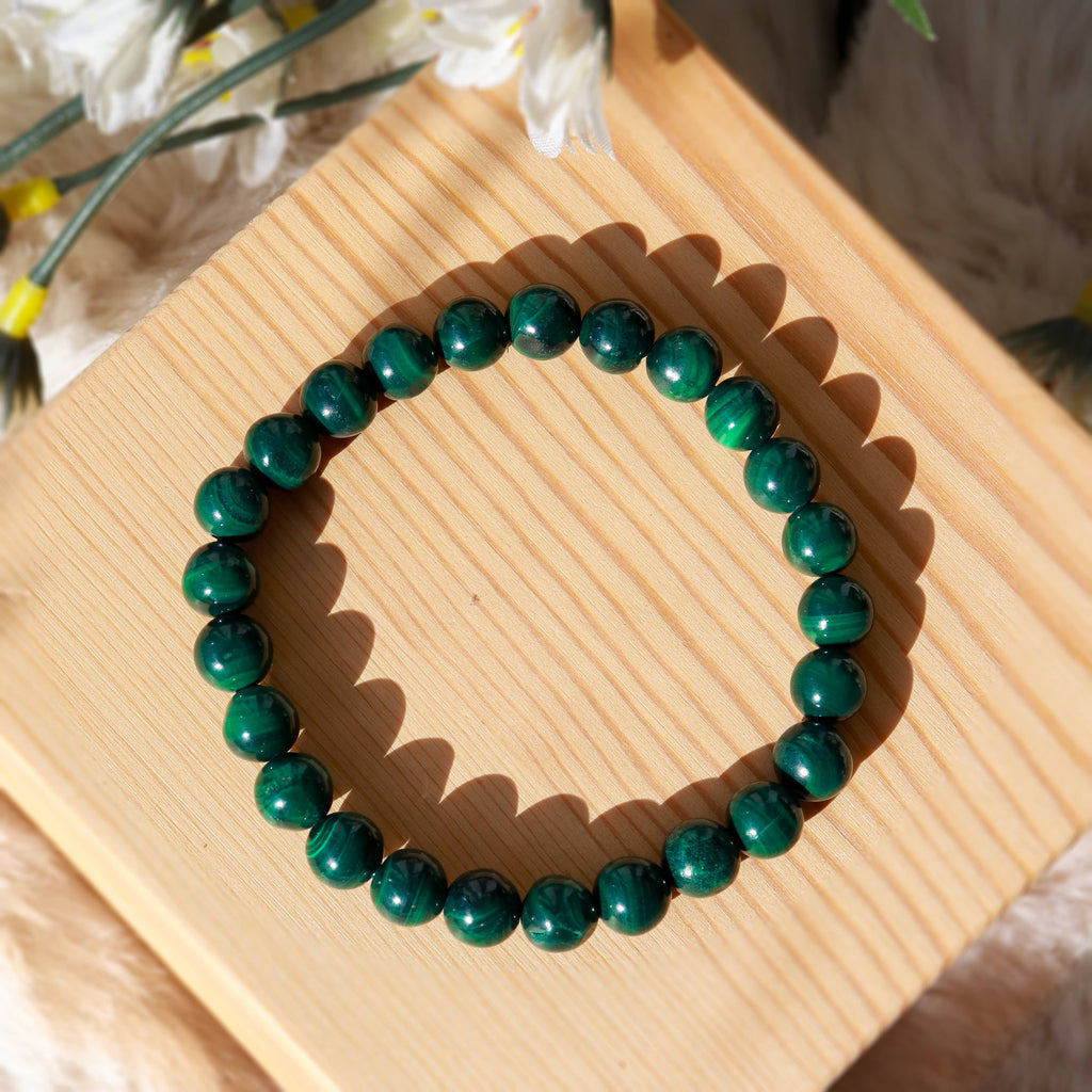 Malachite Round Beaded Bracelet