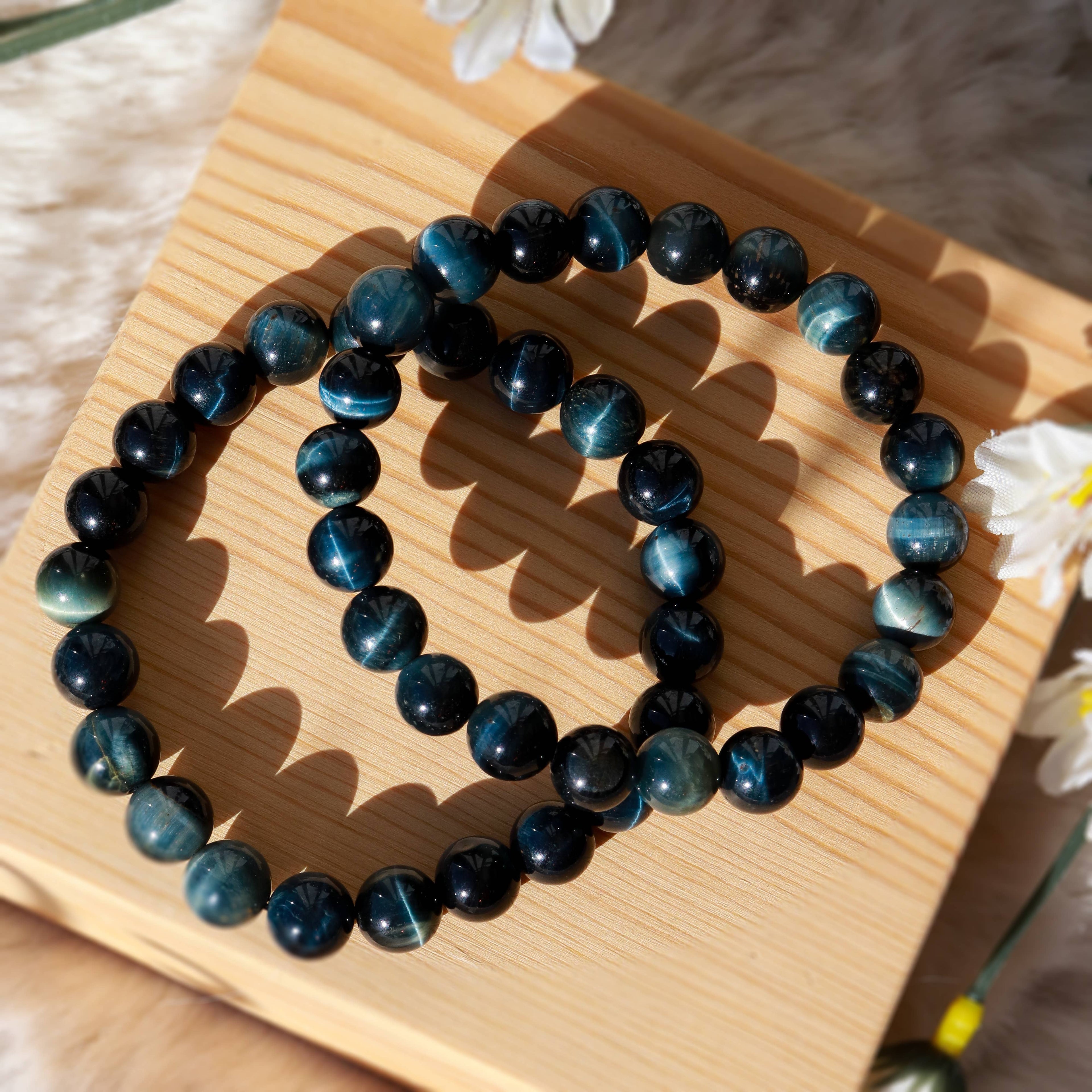 Blue Tigers Eye Bracelet 8 mm