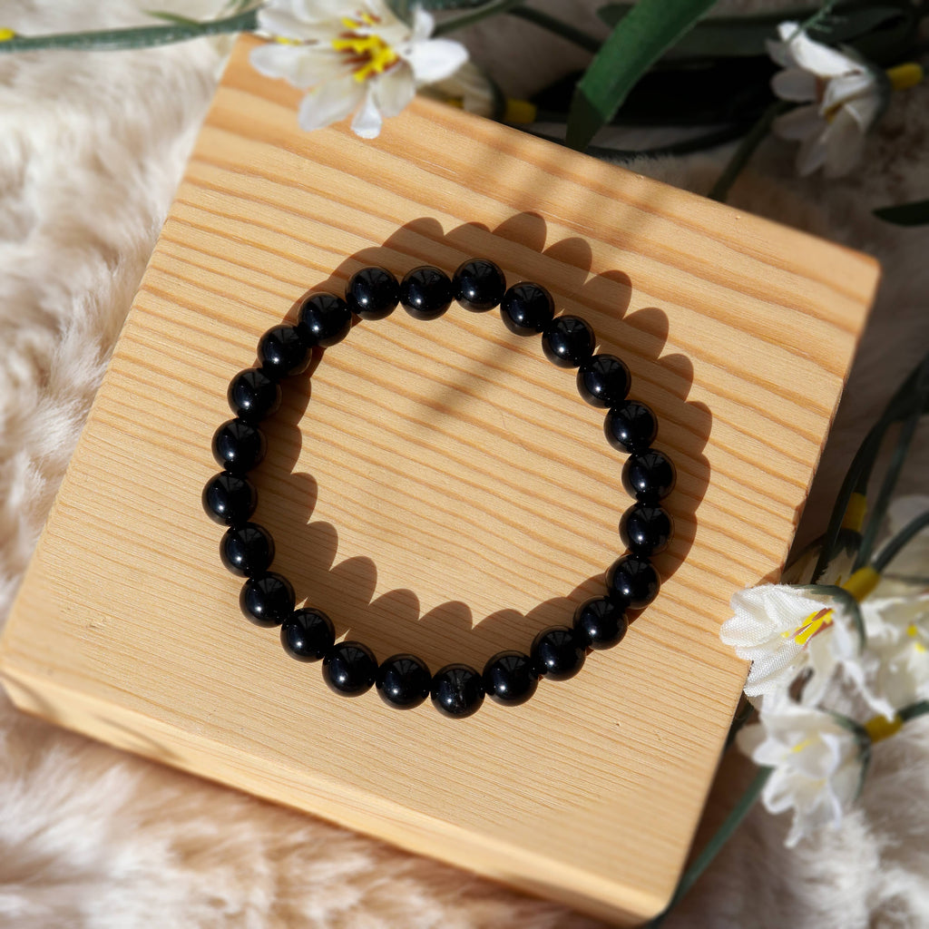 Black Obsidian Round Beaded Bracelet 8 mm