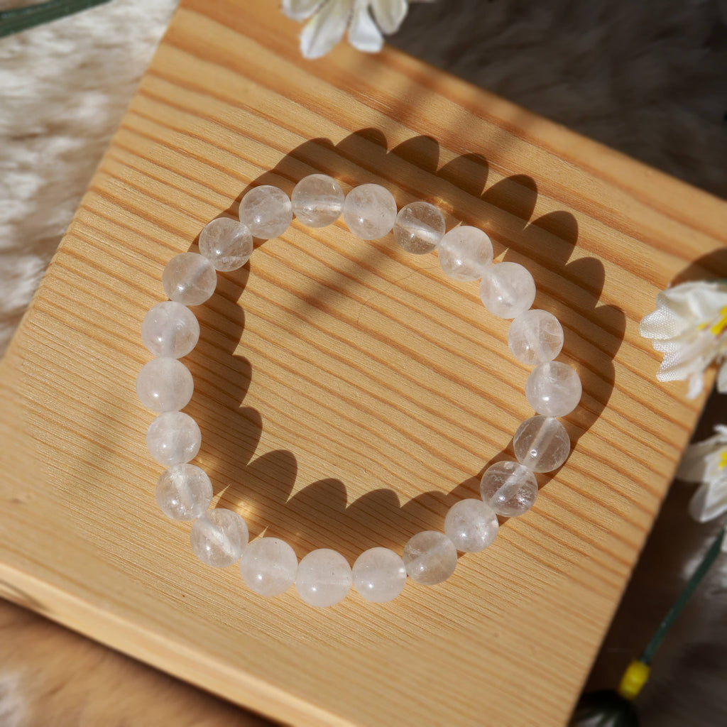 Clear Quartz Round Beaded Bracelet 8 mm