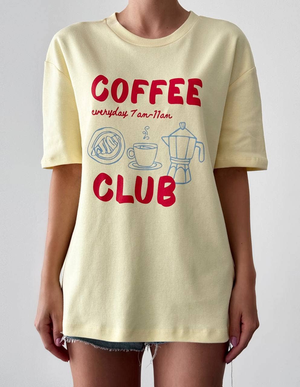 Coffee Club Cotton T-shirt: Butter Yellow