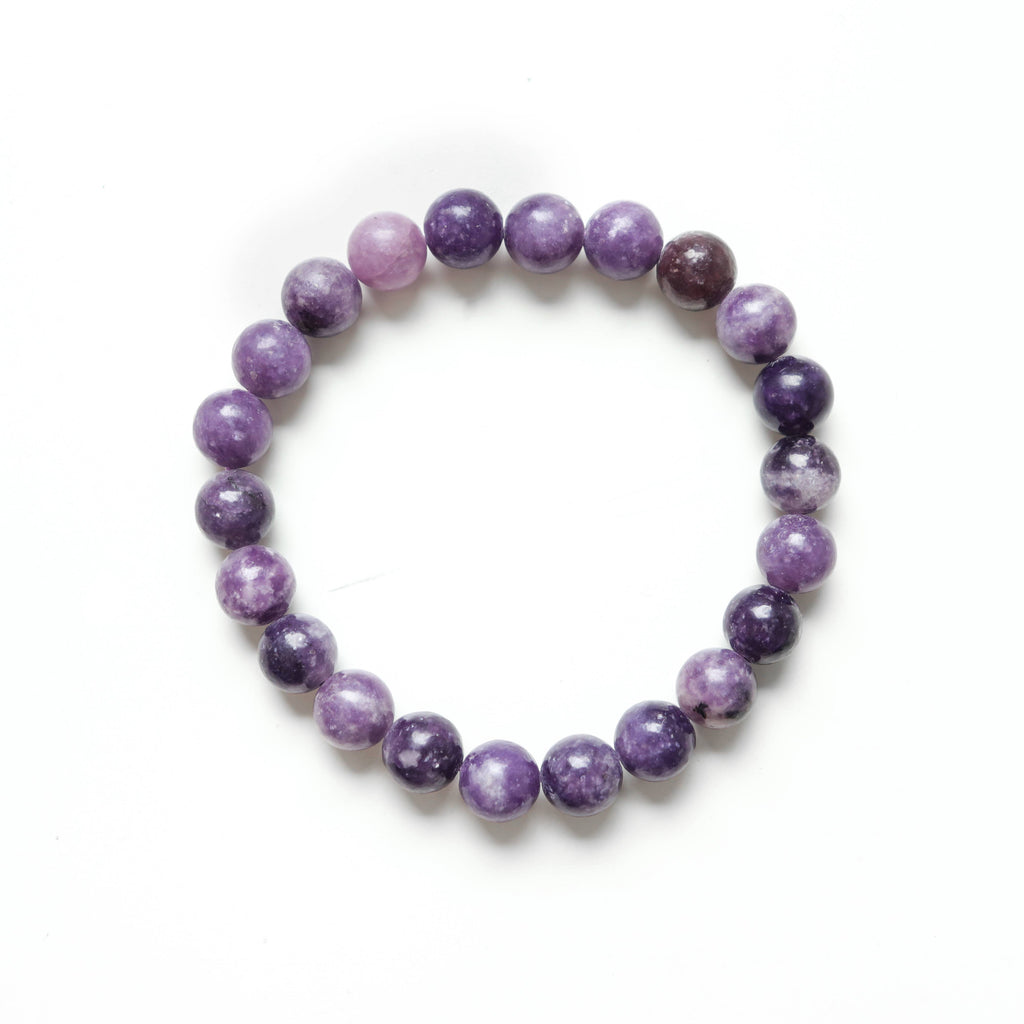Lepidolite Round Beaded Bracelet 8 mm
