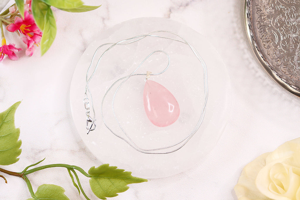 Rose Quartz Teardrop Pendants - Rose Quartz Jewelry