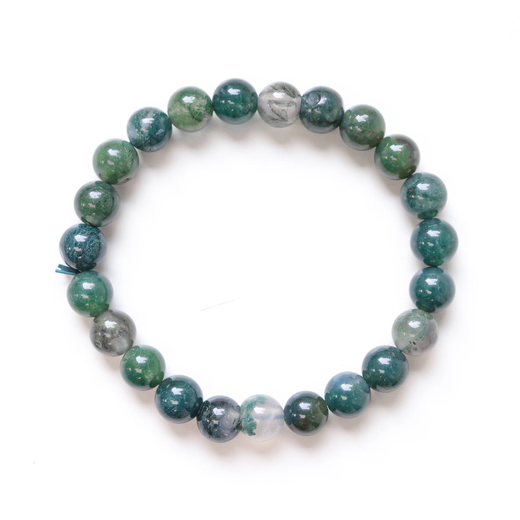 Moss Agate Round Beaded Bracelet 8 mm