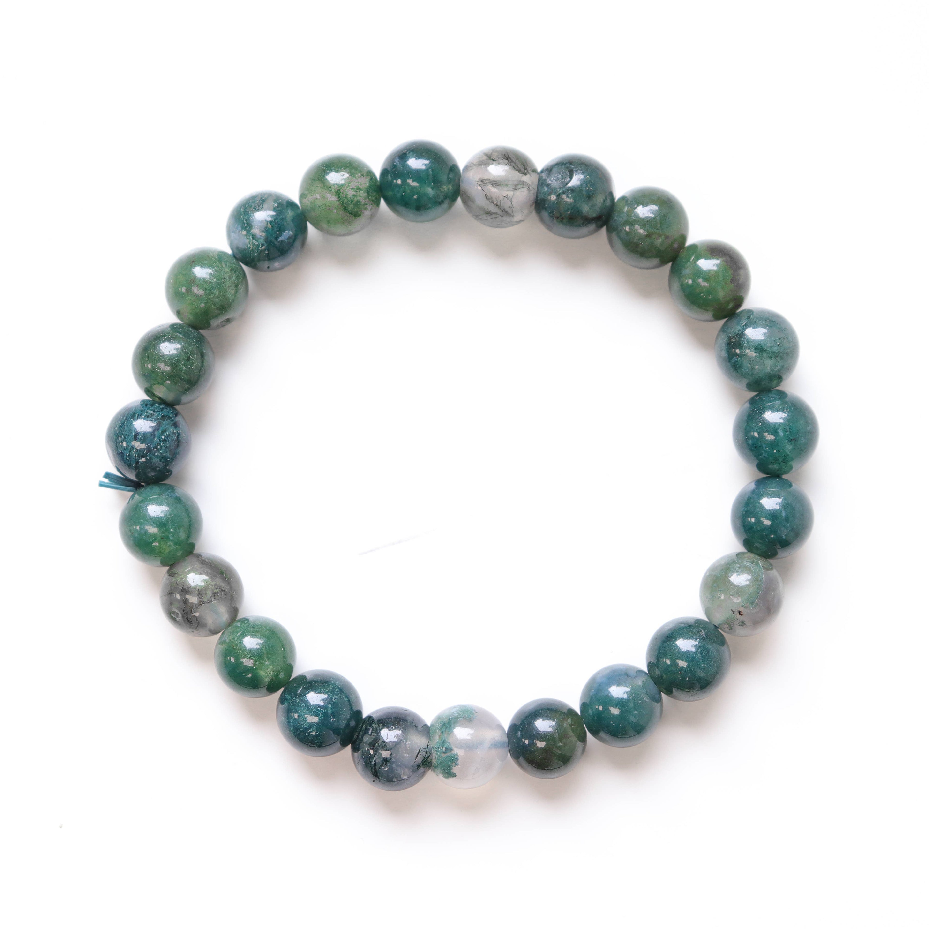 Moss Agate Round Beaded Bracelet 8 mm
