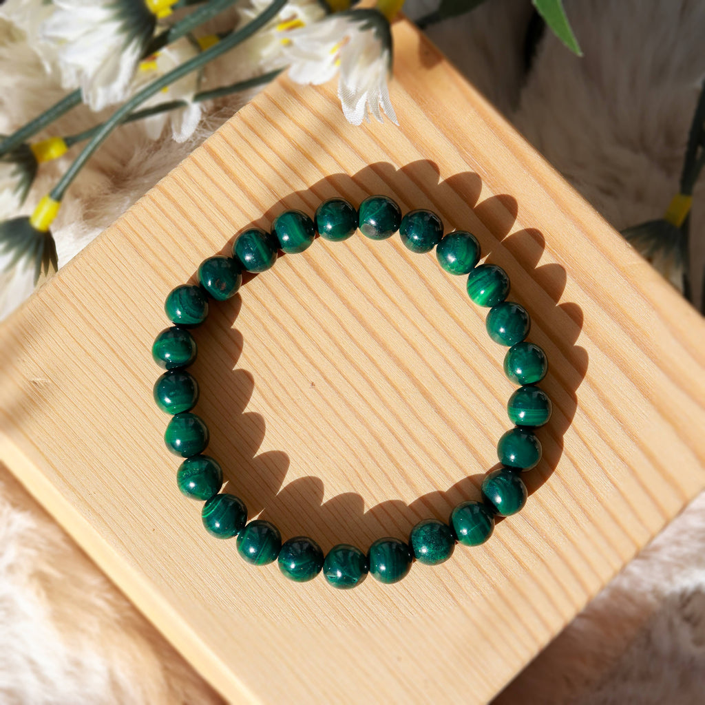 Malachite Round Beaded Bracelet