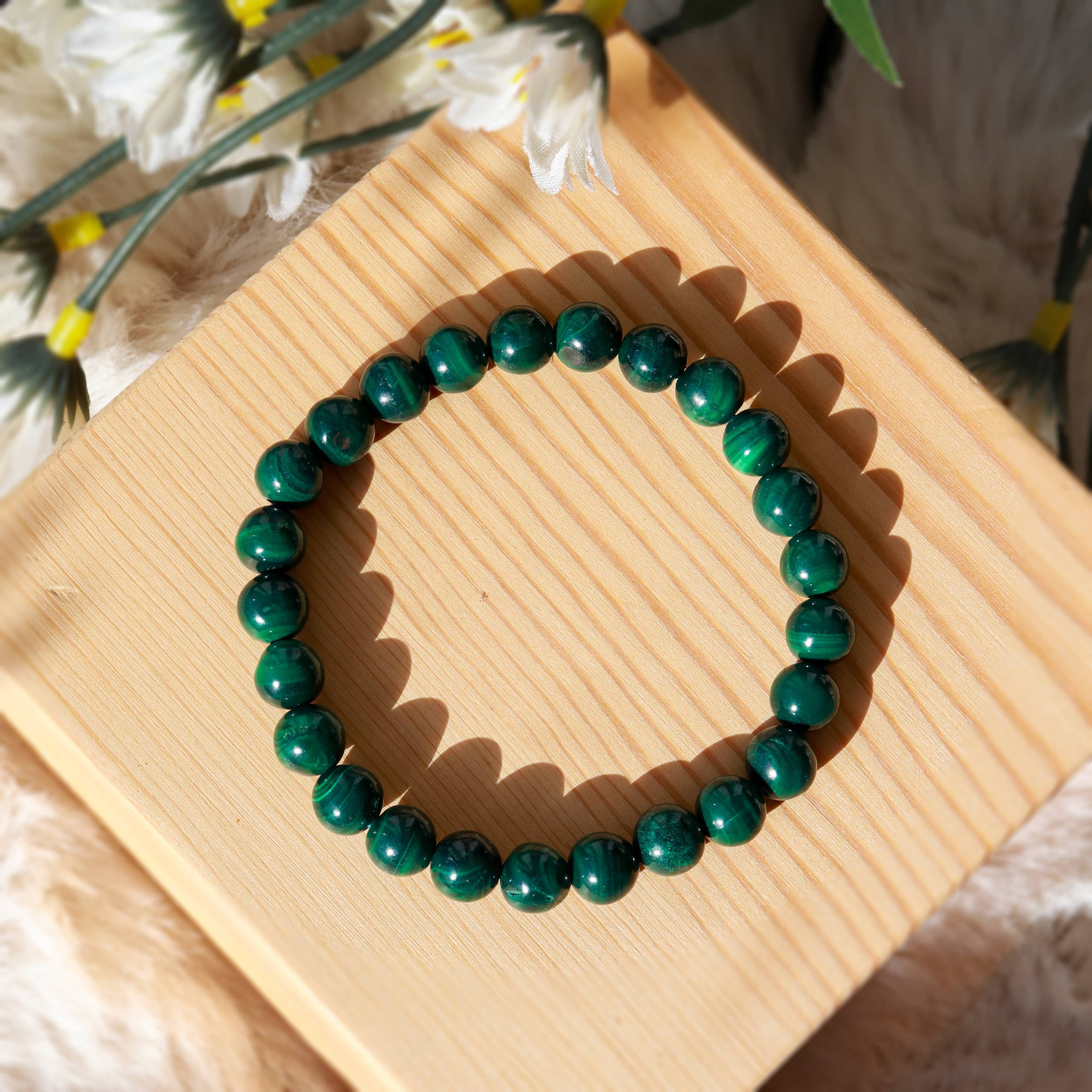 Malachite Round Beaded Bracelet