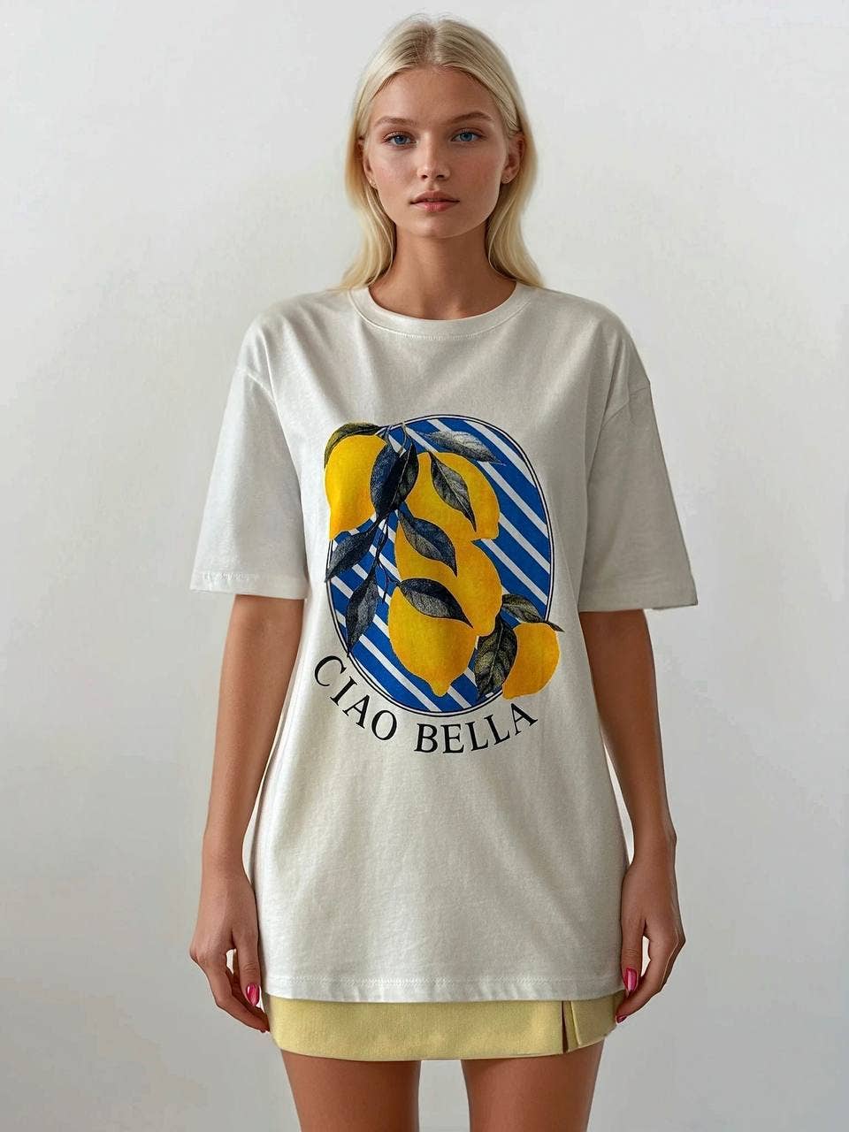 CIAO BELLA Lemon Cotton T-shirt: White