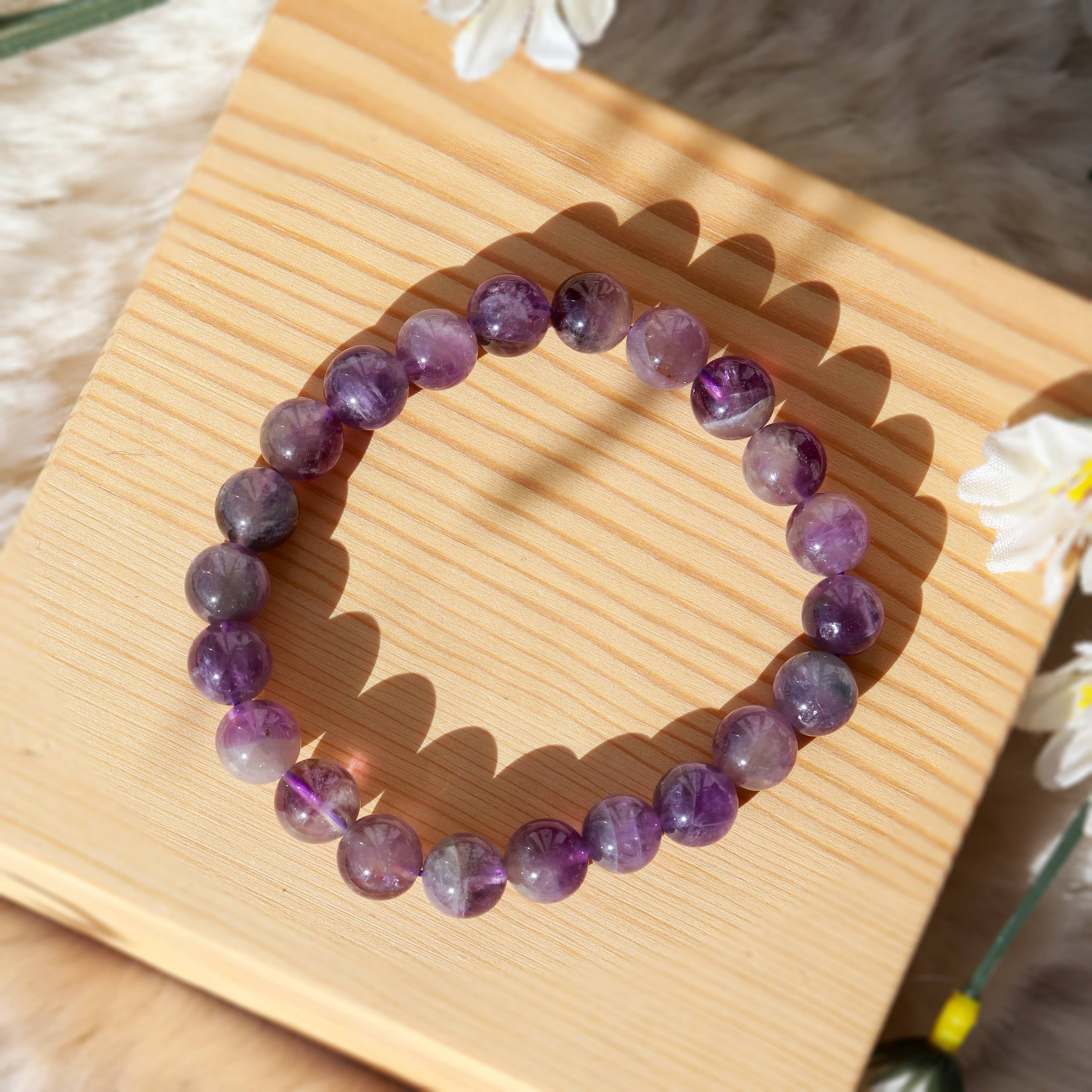 Amethyst Round Beaded Bracelet 8 mm