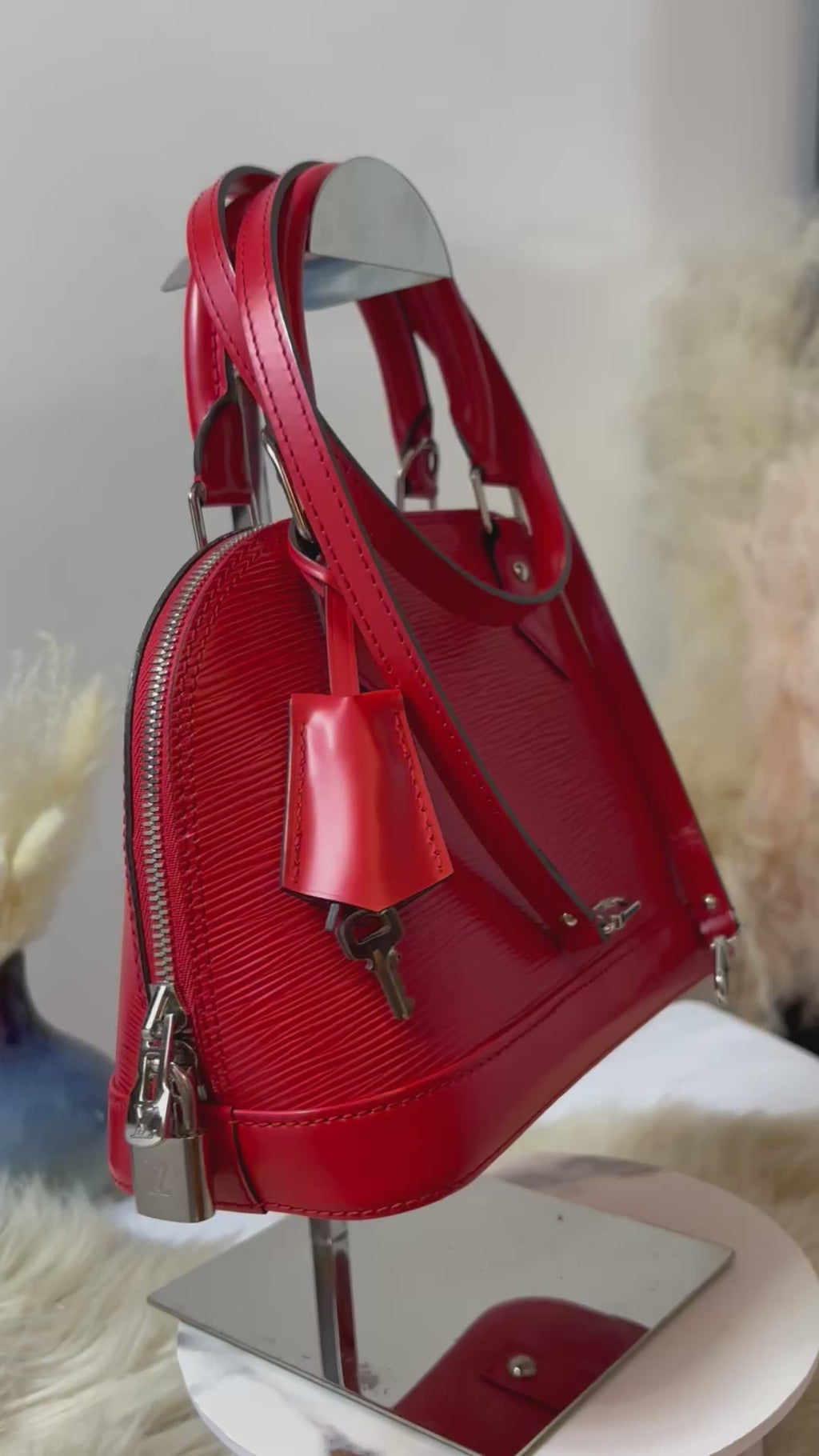 Louis Vuitton BB Alma in Epi Leather in Silver Hardware