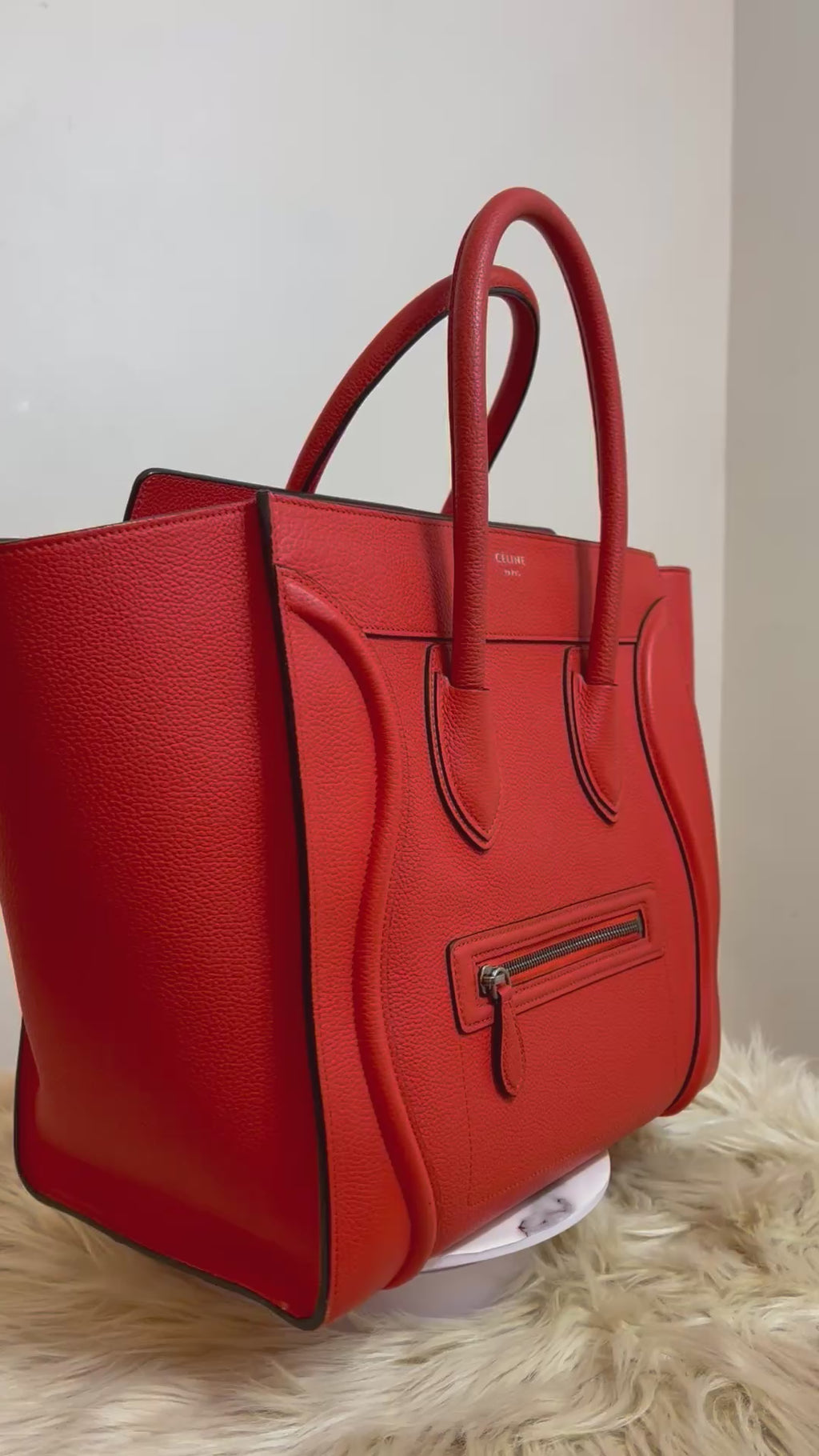 Celine Mini Luggage in Deep Orange Leather