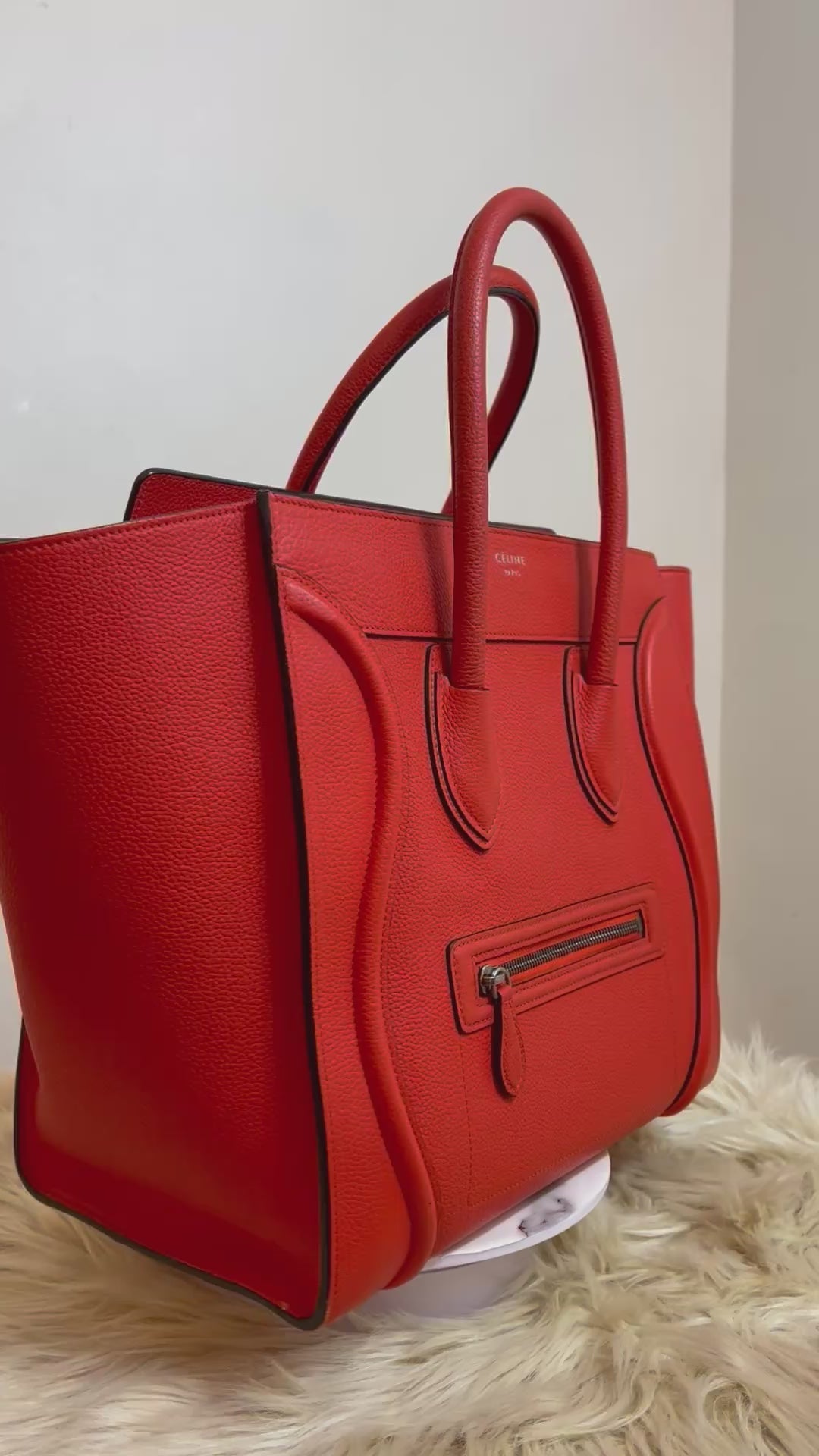 Celine Mini Luggage in Deep Orange Leather